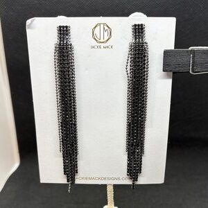 Black Crystal Tassel Earrings